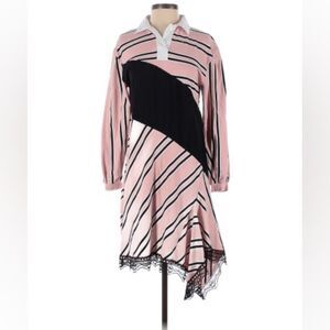 KOCHE Asymmetrical Handkerchief Stripe Dress sz: S(34)